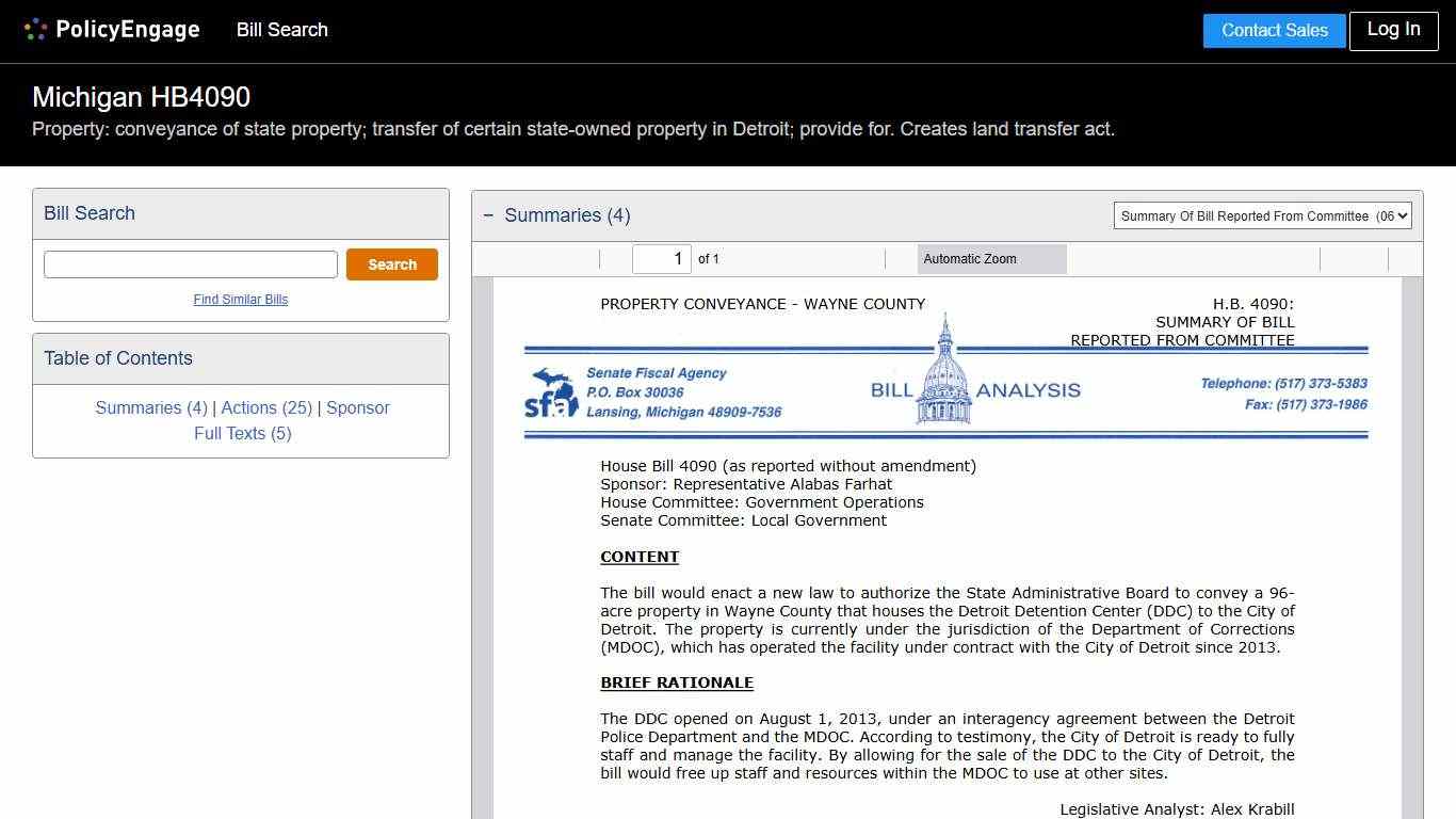 HB4090 Michigan 2025-2026 Property: conveyance of state property; transfer of certain state-owned property in Detroit; provide for. Creates land transfer act. - Legislative Tracking PolicyEngage