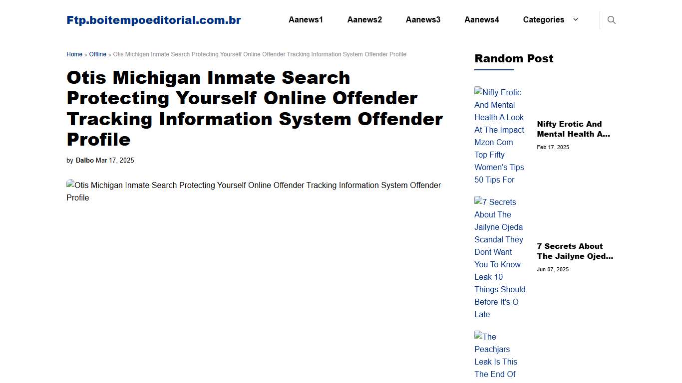 Otis Michigan Inmate Search Protecting Yourself Online Offender Tracking Information System Offender Profile